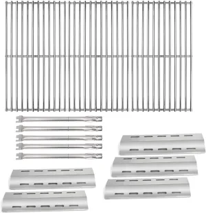 Hongso 17" Burner Tubes, 16 7/8" Heat Plates and 19 1/4" SUS304 Stainless Steel Grill Grates Replacement for Ducane 5 Burner 30400042, 30400043, 30558501 Gas Grill Models