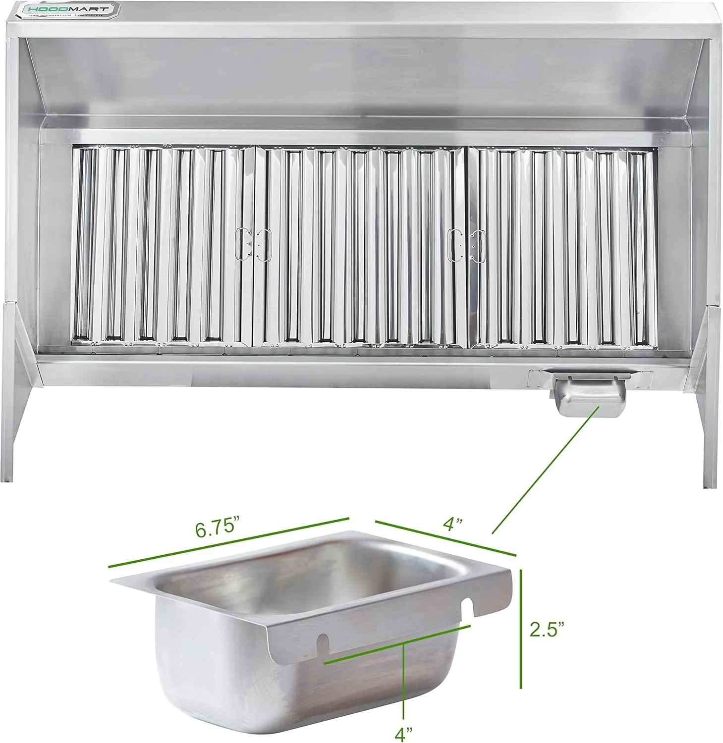 HOODMART 11' Concession Trailer Hood System for Food Truck | Commercial Range Hood with Direct Drive Exhaust Fan | Stainless Steel Kitchen Equipment with Install Kit Included