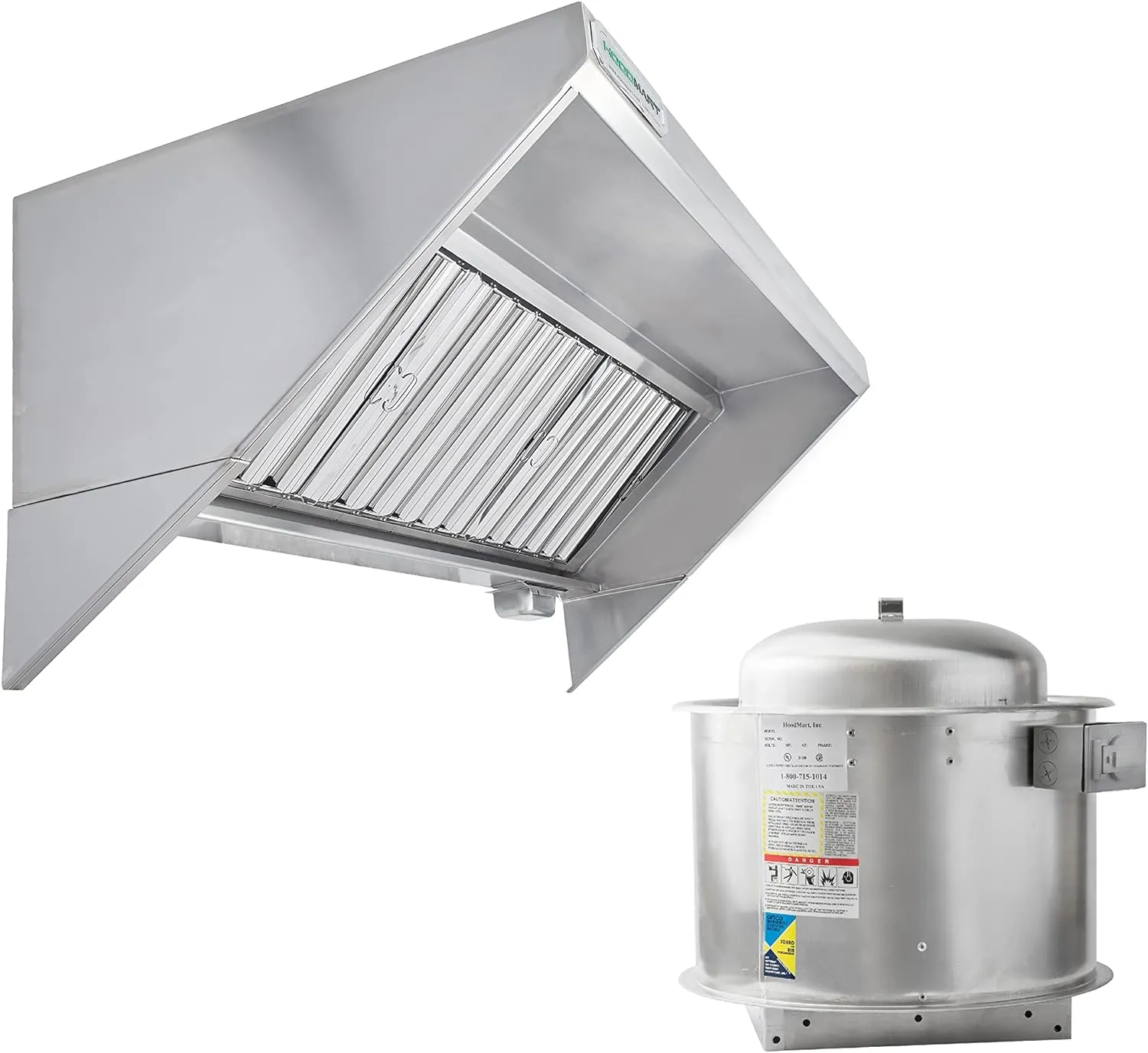 HOODMART 11' Concession Trailer Hood System for Food Truck | Commercial Range Hood with Direct Drive Exhaust Fan | Stainless Steel Kitchen Equipment with Install Kit Included