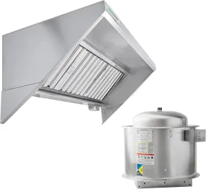HOODMART 11' Concession Trailer Hood System for Food Truck | Commercial Range Hood with Direct Drive Exhaust Fan | Stainless Steel Kitchen Equipment with Install Kit Included