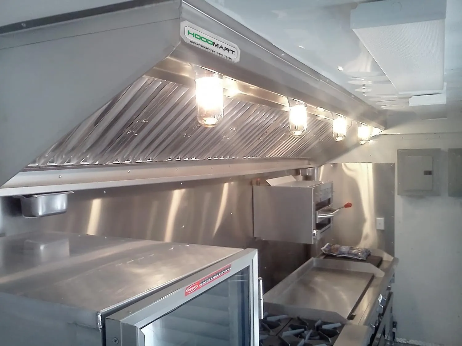 HOODMART 11' Concession Trailer Hood System for Food Truck | Commercial Range Hood with Direct Drive Exhaust Fan | Stainless Steel Kitchen Equipment with Install Kit Included