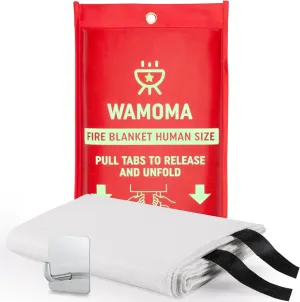 Human Size Fire Blanket - (47" x 71") Extra Large Fire Proof Blanket for Home, RV, Grill, BBQ, Fireplace Emergency Fire Protection, High Heat Resistant Fiberglass Safety Sheet Waterproof