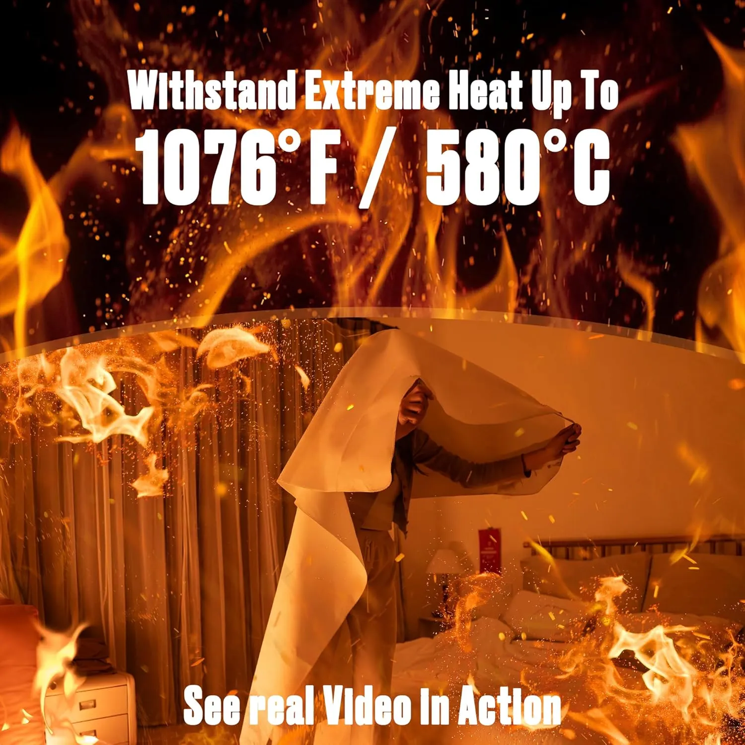 Human Size Fire Blanket - (47" x 71") Extra Large Fire Proof Blanket for Home, RV, Grill, BBQ, Fireplace Emergency Fire Protection, High Heat Resistant Fiberglass Safety Sheet Waterproof