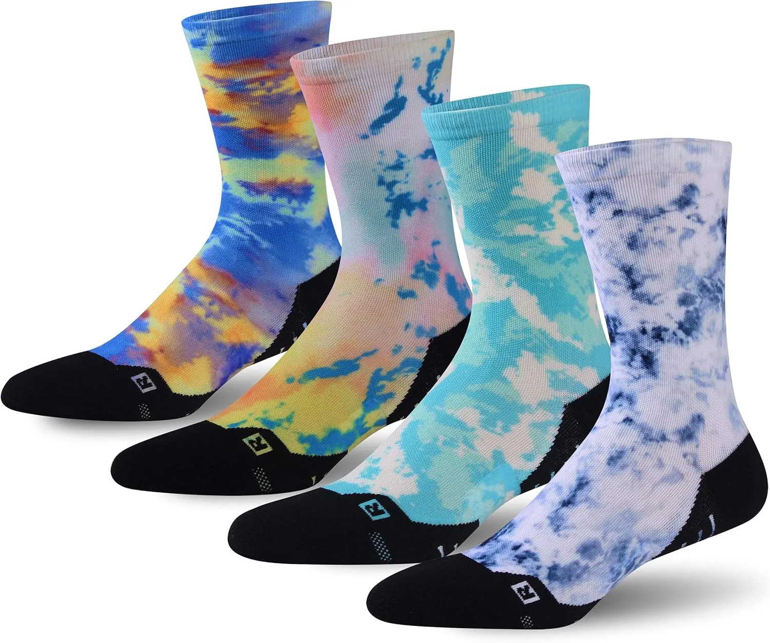 HUSO Hiking Socks Men Women Fashion Novelty Digital Printing Sports Crew Socks 3, 4 Pairs