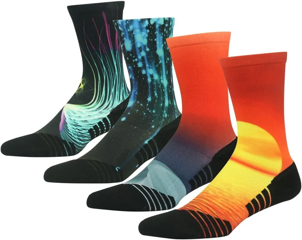 HUSO Hiking Socks Men Women Fashion Novelty Digital Printing Sports Crew Socks 3, 4 Pairs