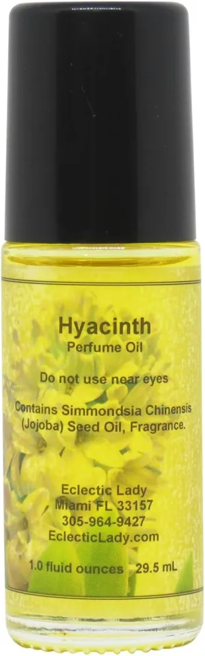 Hyacinth Long Lasting Perfume Oil - Portable Roll-on Floral Fragrance - Travel Size & Sweet Scented Body Oil for Women - Essential Oil for Spring & Summer Season or for Daily Use (1.0 Oz)