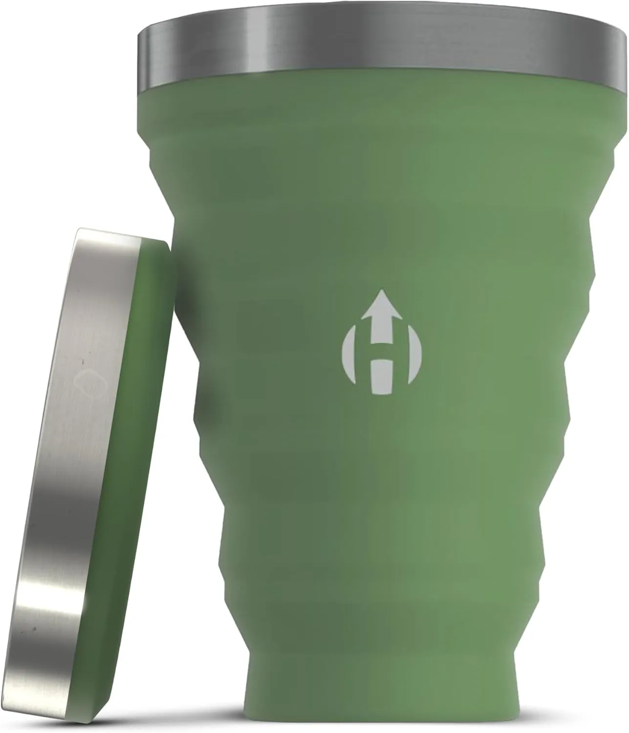 HYDAWAY 16oz Collapsible Pint - BPA-Free Silicone Cup with Stainless Steel Rim - Reusable, Packable, and Durable for Camping, Travel & Everyday Use