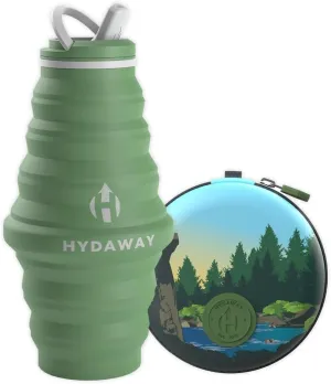 HYDAWAY Hydration Travel Pack - 25oz Collapsible Water Bottle with Flip-Top Lid and Protective Travel Case - BPA-Free, Leak-Resistant, Reusable Bottle for Travel, Hiking, and Daily Use