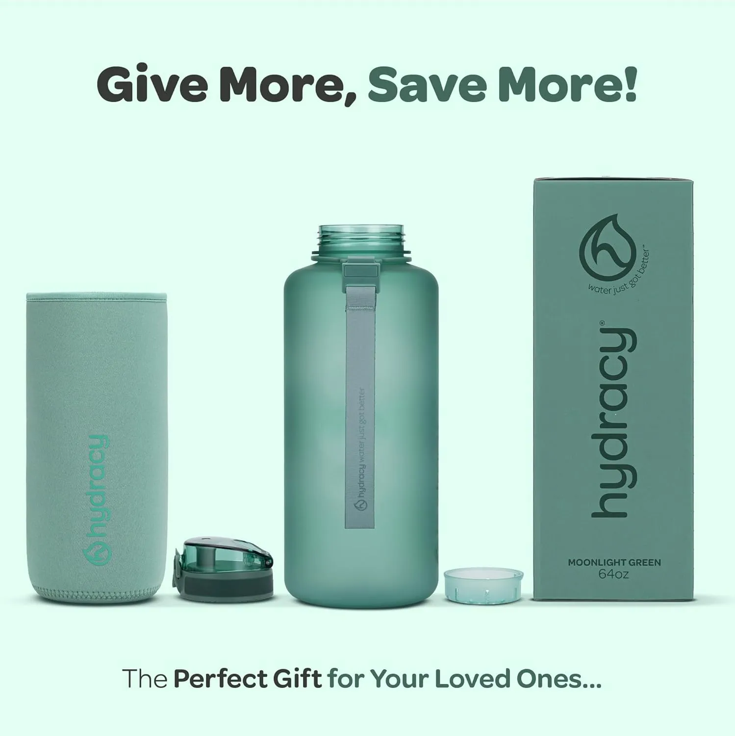Hydracy Water Bottle with Time Marker -Large BPA Free Water Bottle & No Sweat Sleeve -Leak Proof Gym Bottle with Fruit Infuser Strainer & Times to Drink -Ideal for Fitness Sports & Outdoors