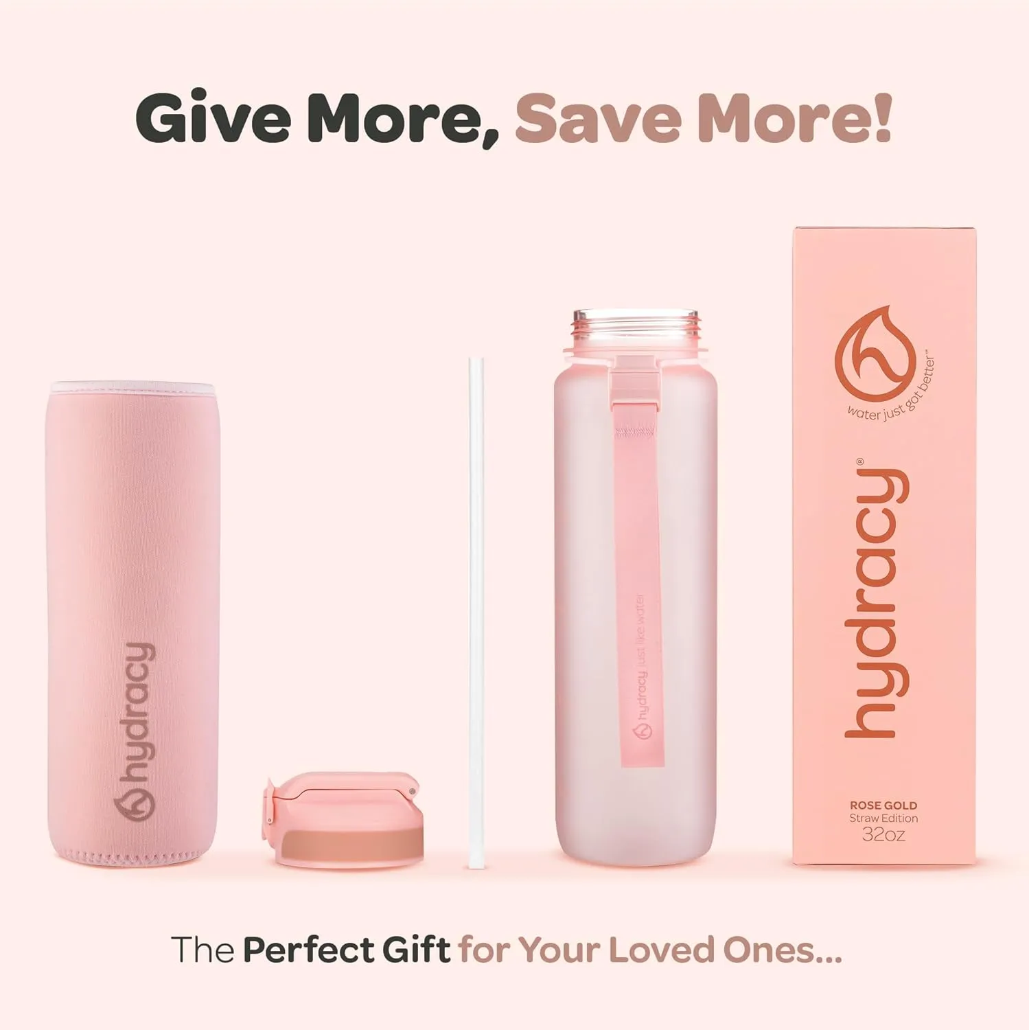 Hydracy Water Bottle with Time Marker -Large BPA Free Water Bottle & No Sweat Sleeve -Leak Proof Gym Bottle with Fruit Infuser Strainer & Times to Drink -Ideal for Fitness Sports & Outdoors