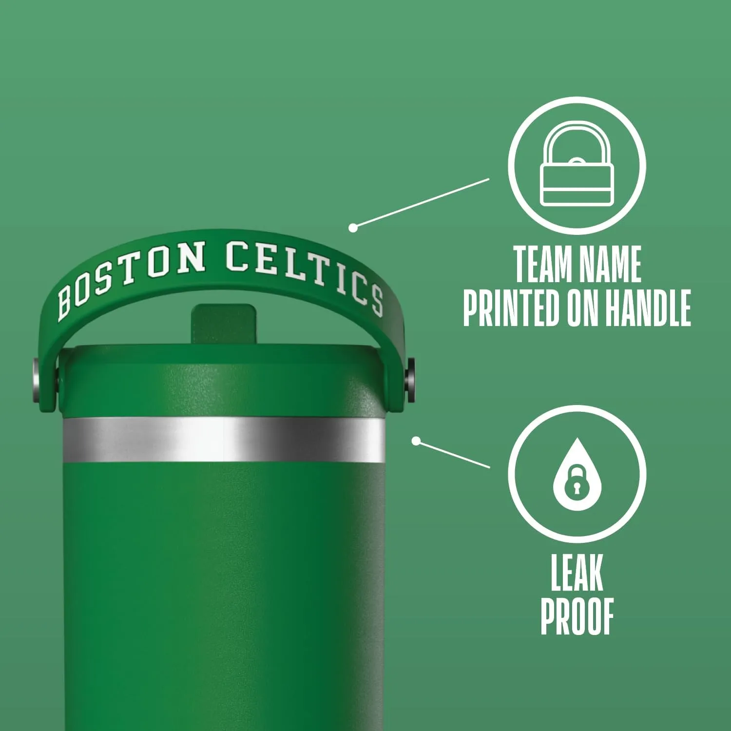 Hydrapeak x NBA Officially Licensed Boston Celtics 32oz Nomad Stainless Steel Tumbler with Handle and Straw Lid, Leakproof Water Bottle in Limited Edition Collector's Gift Box