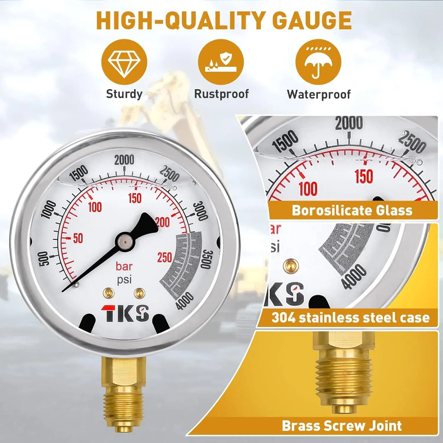 Hydraulic Pressure Test Kit, 600bar /10000psi / 60Mpa 5 Gauges 13 Test Couplings 14 Tee Connectors 5 Test Hoses, Hydraulic Test Gauge kit for Excavator Construction Machinery (5 Gauges)