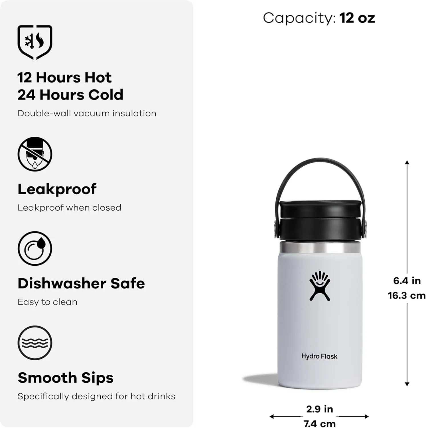 Hydro Flask 12 oz Wide Mouth with Flex Sip Lid Stainless Steel Reusable Water Bottle Lupine - Vacuum Insulated, Dishwasher Safe, BPA-Free, Non-Toxic