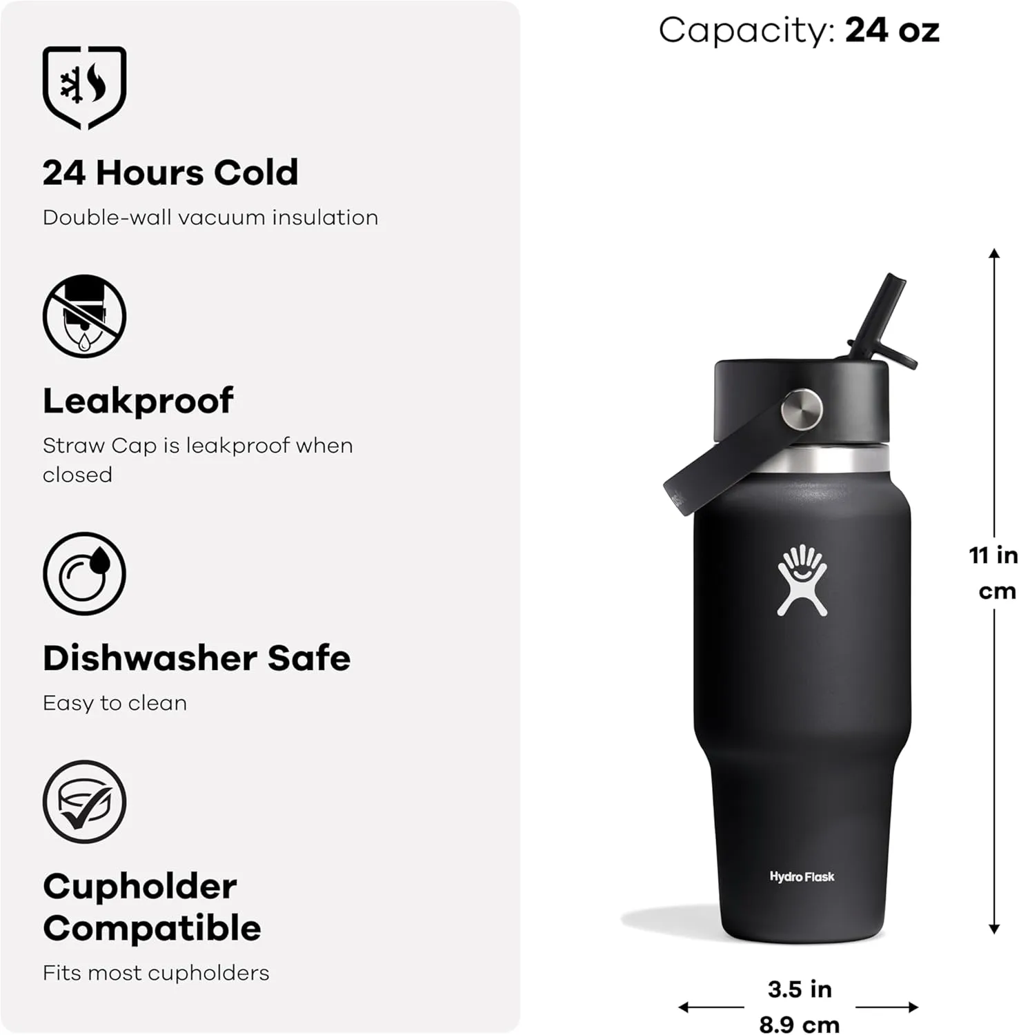 Hydro Flask 24 OZ Wide Flex Straw Travel Bottle Aloe