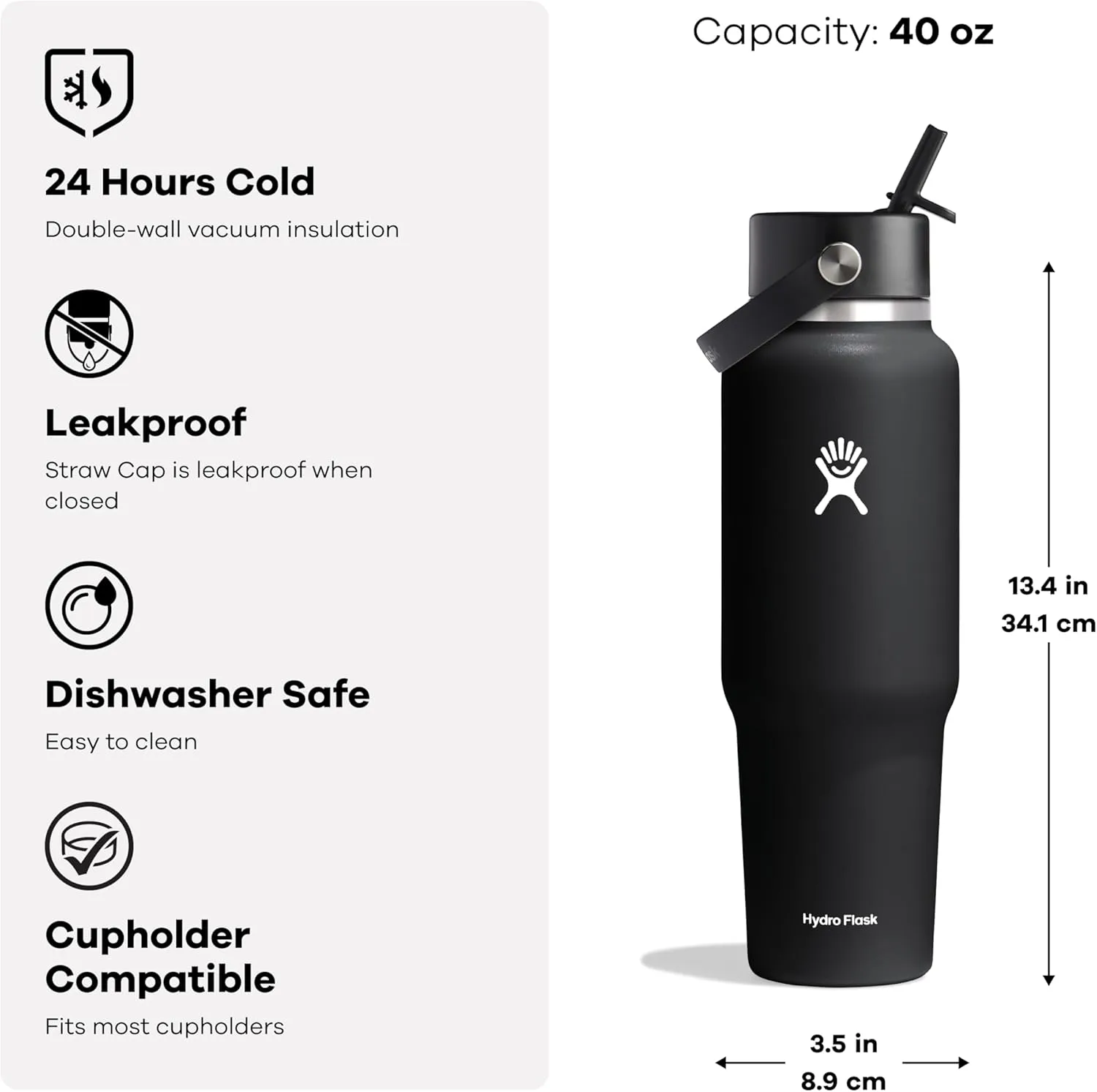 Hydro Flask 40 OZ Wide Flex Straw Travel Bottle Birch