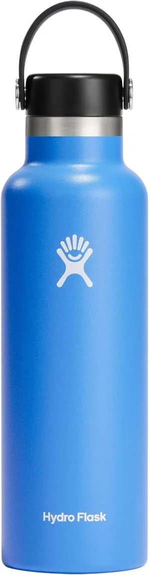 Hydro Flask Stainless Steel Standard Mouth Water Bottle with Flex Cap and Double-Wall Vacuum Insulation