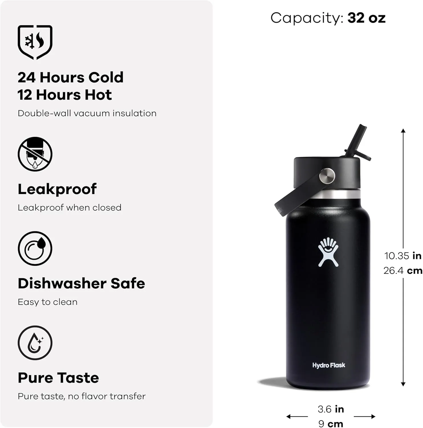 Hydro Flask Water Bottle - Insulated Stainless Steel - Wide Straw Lid, Non Spill, Leakproof in 32 Oz Pink Primrose Gold