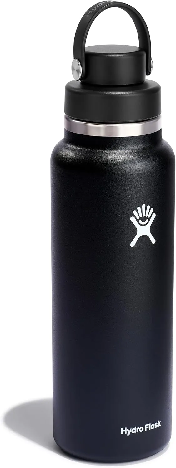HYDRO FLASK Wide Mouth Chug Cap vacuum insulated stainless steel water bottle with leakproof closeable lid for cold water drinks, sports, travel, car and school