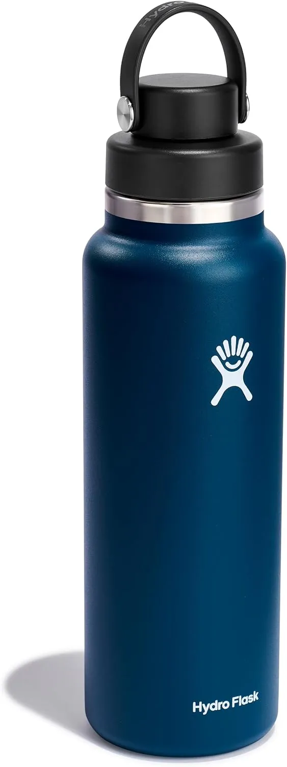HYDRO FLASK Wide Mouth Chug Cap vacuum insulated stainless steel water bottle with leakproof closeable lid for cold water drinks, sports, travel, car and school