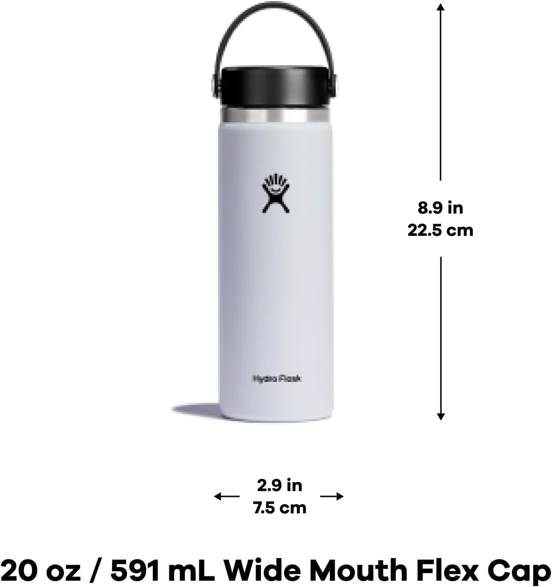 Hydro Flask Wide Mouth vacuum insulated stainless steel water bottle with leakproof closeable lid for cold water drinks, sports, travel, car and school