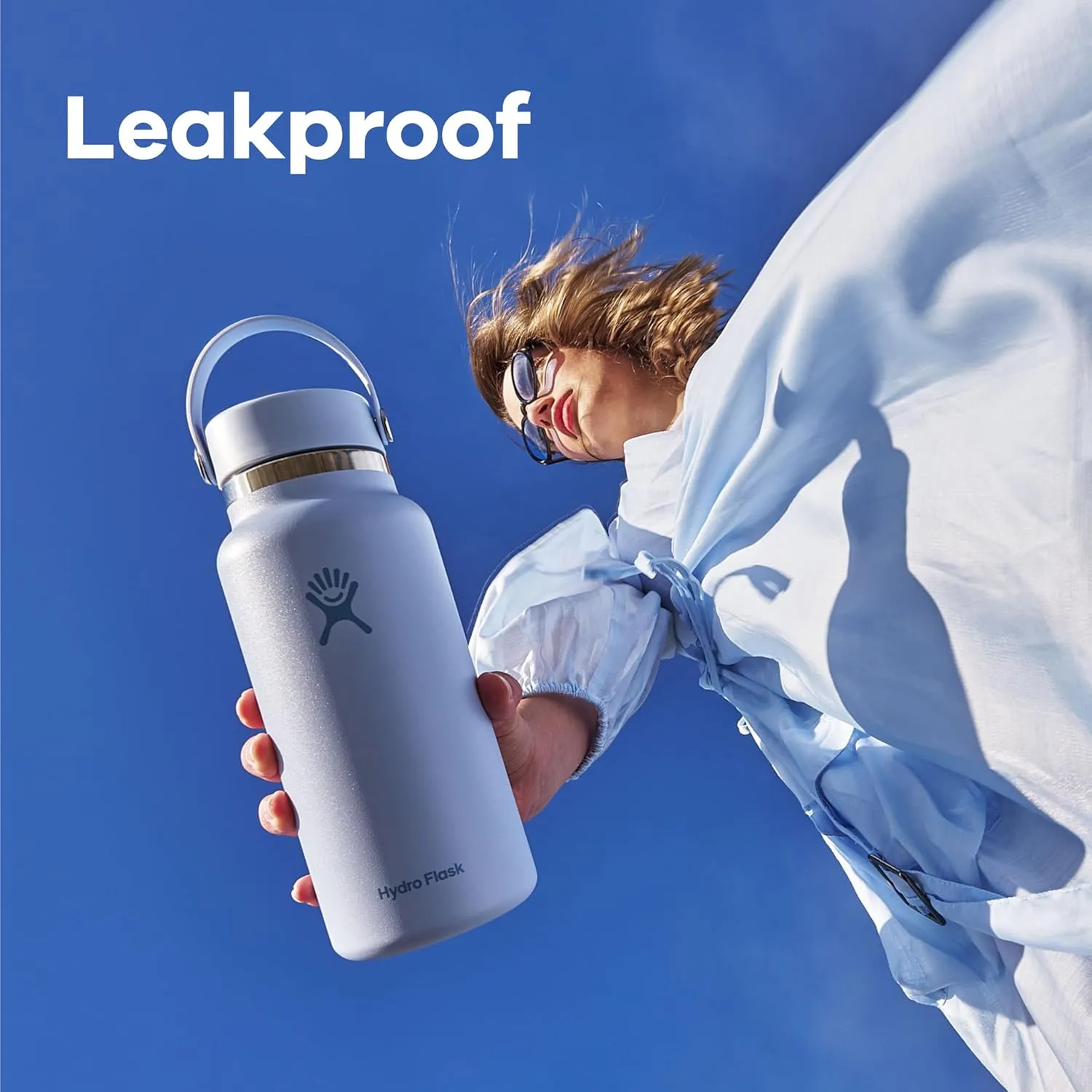 Hydro Flask Wide Mouth vacuum insulated stainless steel water bottle with leakproof closeable lid for cold water drinks, sports, travel, car and school