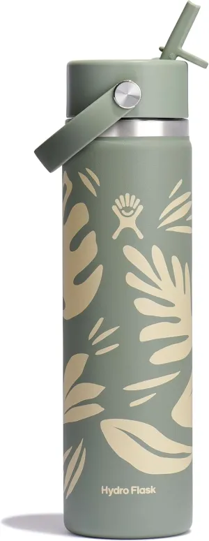 HYDRO FLASK Wide Mouth vacuum insulated stainless steel water bottle with leakproof closeable straw lid for cold water drinks, sports, travel, car and school