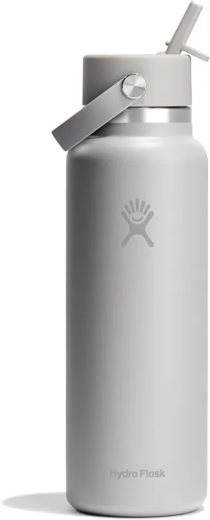 HYDRO FLASK Wide Mouth vacuum insulated stainless steel water bottle with leakproof closeable straw lid for cold water drinks, sports, travel, car and school