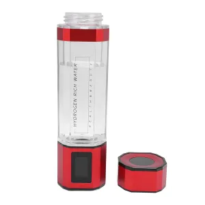 Hydrogen Water Bottle 300ml 5000ppb PCTG Type C 5V Portable Hydrogen Rich Water Generator Cup for Home Fitness Office Travel (Red)