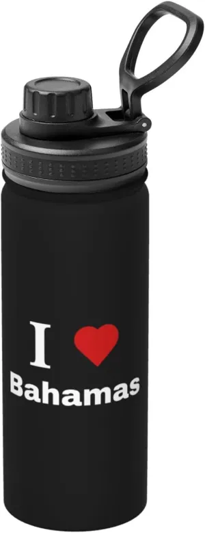 I love Bahamas Water Bottle 18OZ Stainless Steel Insulated Water Bottles With Spout Lid Sports Keep Cold and Hot Water Bottle For Biking Hiking
