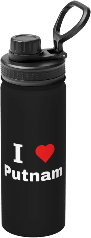 I Love Putnam Water Bottle 18OZ Stainless Steel Insulated Water Bottles With Spout Lid Sports Keep Cold and Hot Water Bottle For Biking Hiking