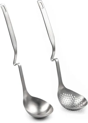 IMEEA Hot Pot Ladle Set Slotted Spoons for Cooking SUS304 Stainless Steel Soup Ladles for Serving, 12-Inch