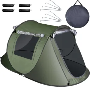 iMounTEK Camping Tent, Automatic Camping Tent 3-4 Person Pop Up Tent Automatic Setup Camping Tent Waterproof Instant Setup Tent with 4 Tent Poles 2 Mosquito Net Windows Carrying Bag for Hiking Climbing Fishing