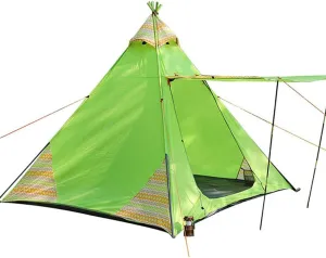 Indian Tent Outdoor Family Camping Tent 3-4 People Tribal Style Pyramid Tent Indoor Children's Tent (Green) (Green)