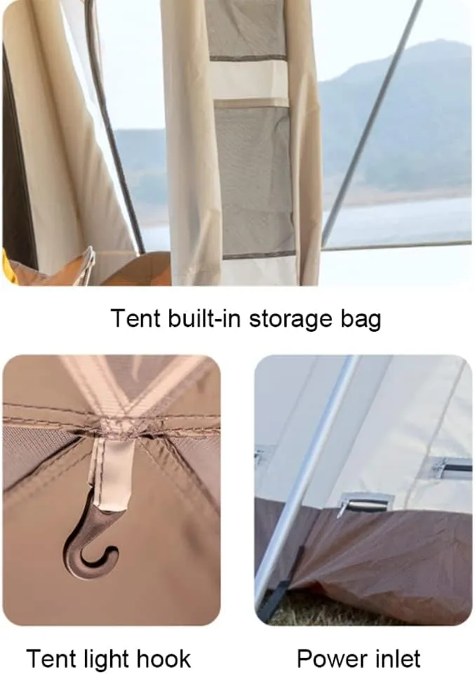 Indian Tent Tipi Outdoor Waterproof Double Layer Camping Tower Tent Family Camping Tent Yurt Teepee Tent for Outdoor Hiking 3-4 Person