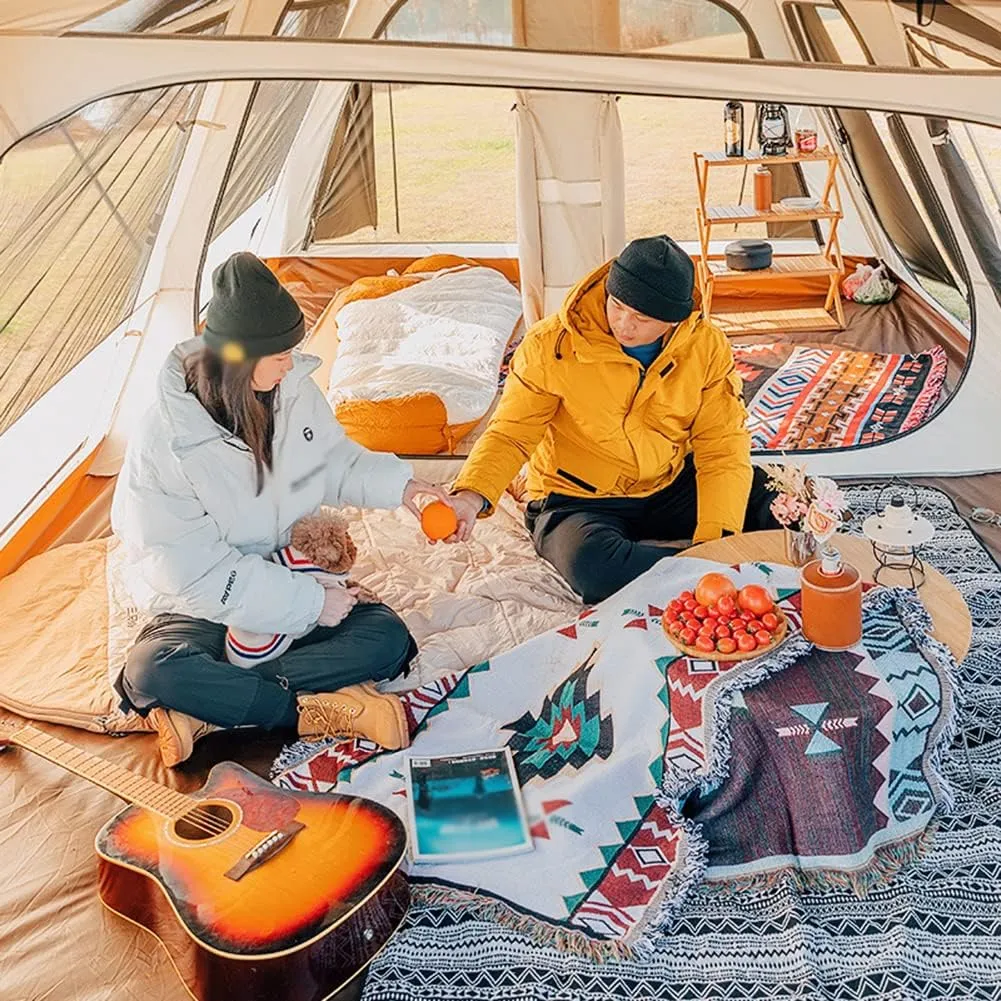 Indian Tent Tipi Outdoor Waterproof Double Layer Camping Tower Tent Family Camping Tent Yurt Teepee Tent for Outdoor Hiking 3-4 Person