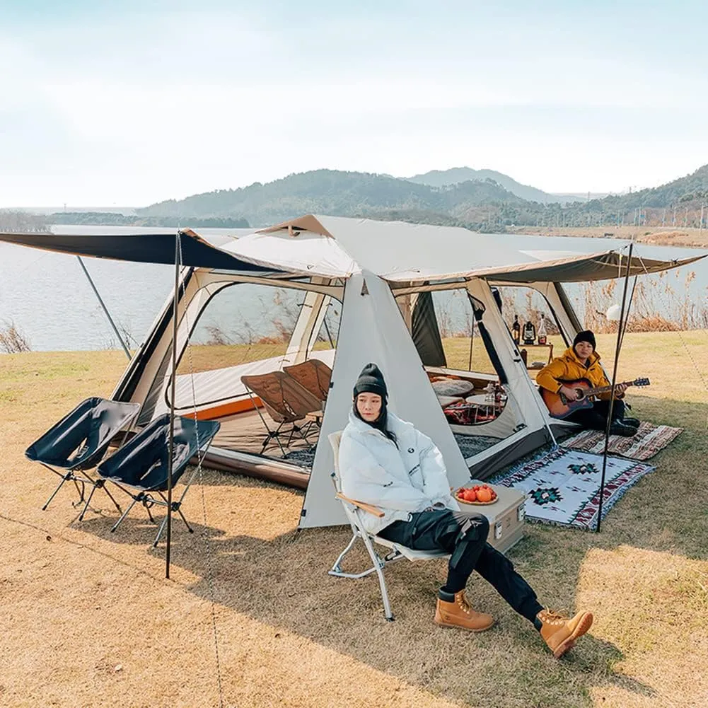 Indian Tent Tipi Outdoor Waterproof Double Layer Camping Tower Tent Family Camping Tent Yurt Teepee Tent for Outdoor Hiking 3-4 Person