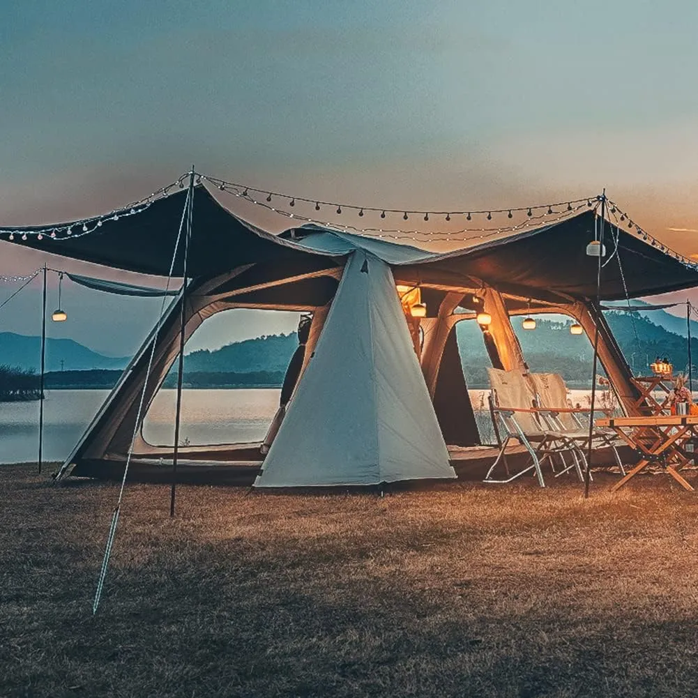 Indian Tent Tipi Outdoor Waterproof Double Layer Camping Tower Tent Family Camping Tent Yurt Teepee Tent for Outdoor Hiking 3-4 Person