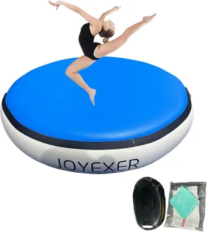 Inflatable Air Spot Mat 3.3FT Gymnastics Tumbling Mat 8Inch Thick Tumble Track Round Springboard Waterproof with Air Pump for Home Use/Yoga/Gym/Training/Cheerleading/Water