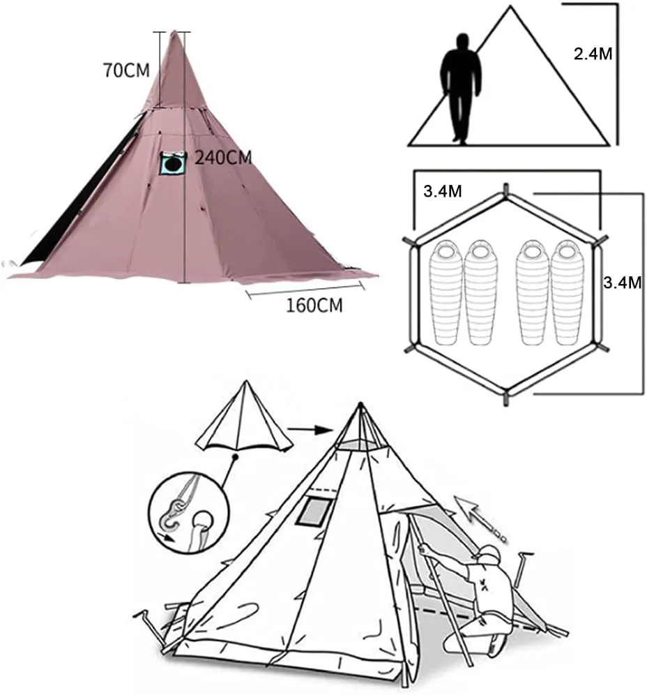 Inflatable Camping Tent for 4-6 Person, 4 Season Waterproof & Windproof Air Tents with Pump, Easy Setup Cabin Camping Tent with Mesh