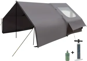 Inflatable Camping Tent Tarps for 4-6 Person, with Electric Air Pump, Extended Canopy, 4 Season Waterproof Windproof, Clear Skylight & 420D Oxford Waterproof, Air Tent with Mesh Windows/Doors