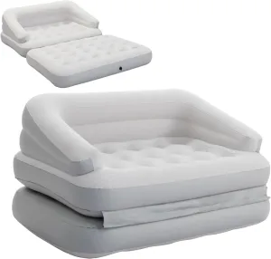 Inflatable Couch Flocked Air Sofa Bed, Blow Up Sofa for Camping, Gray