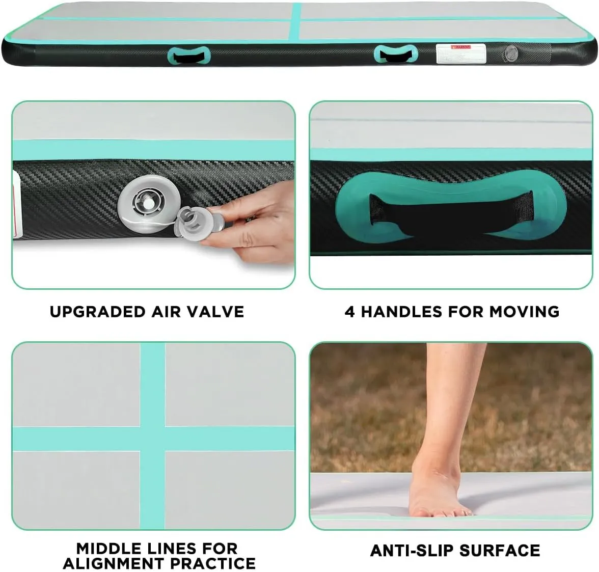 Inflatable Gymnastics Air Tumbling Track Mat 6ft 10ft 13ft 16ft 20ft, Air Tumble Track Mat with Electric Air Pump for Kids Adults Home Outdoor Training Cheerleader Yoga Water Park