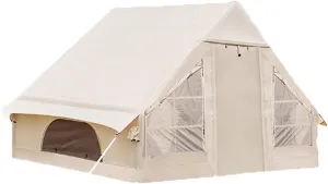 Inflatable Tents for Camping, Blow Up Air Camping Tent with Pump, Easy Setup 4 Seasons Outdoor Cabin Tent House with Mesh & Doors for Family Travel