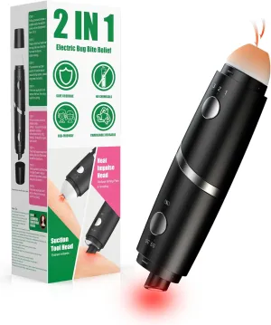 Insect Sting & Bite Relief, 2-IN-1 Bug Bite Relief with Suction Tool and Heat Mosquito Itch Relief, Rechargeable Bug Bite Sucker and Fast Itch Relief from Bug and Mosquito Bites, Summer Outdoor Gadget