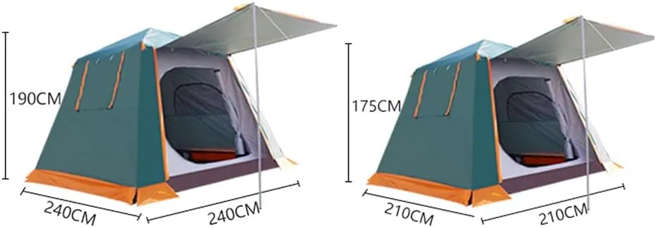 Instant Automatic Pop Up Camping Tent Easy Set Up Family Tent Perfect for Beach, Outdoor, Traveling,Hiking,Camping, Hunting, Fishing (Green 210X210X175CM) (Green 240X240X190CM)