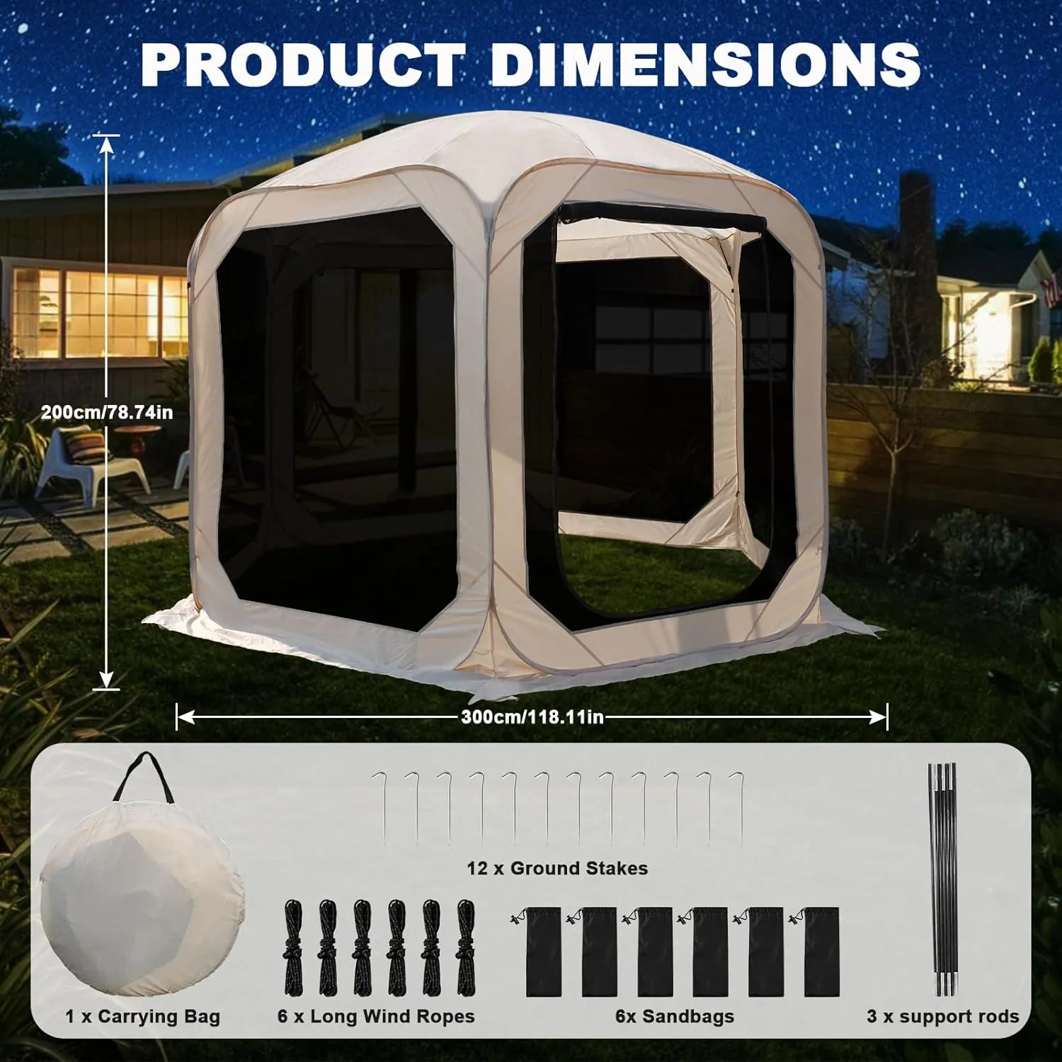 Instant Pop-Up Mesh Camping Tent