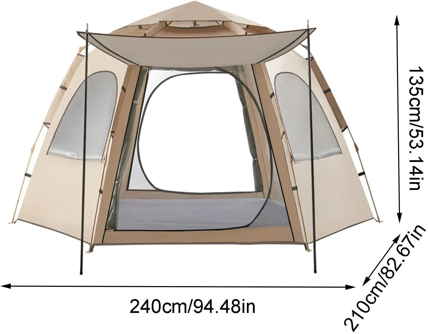 Instant Pop Up Tents for Camping, Portable Weather Resistant Camping Hub Tent, Automatic Dome Tent with 2 Door 3 Mesh, Family Tent for Hiking Backpacking Camping Tent