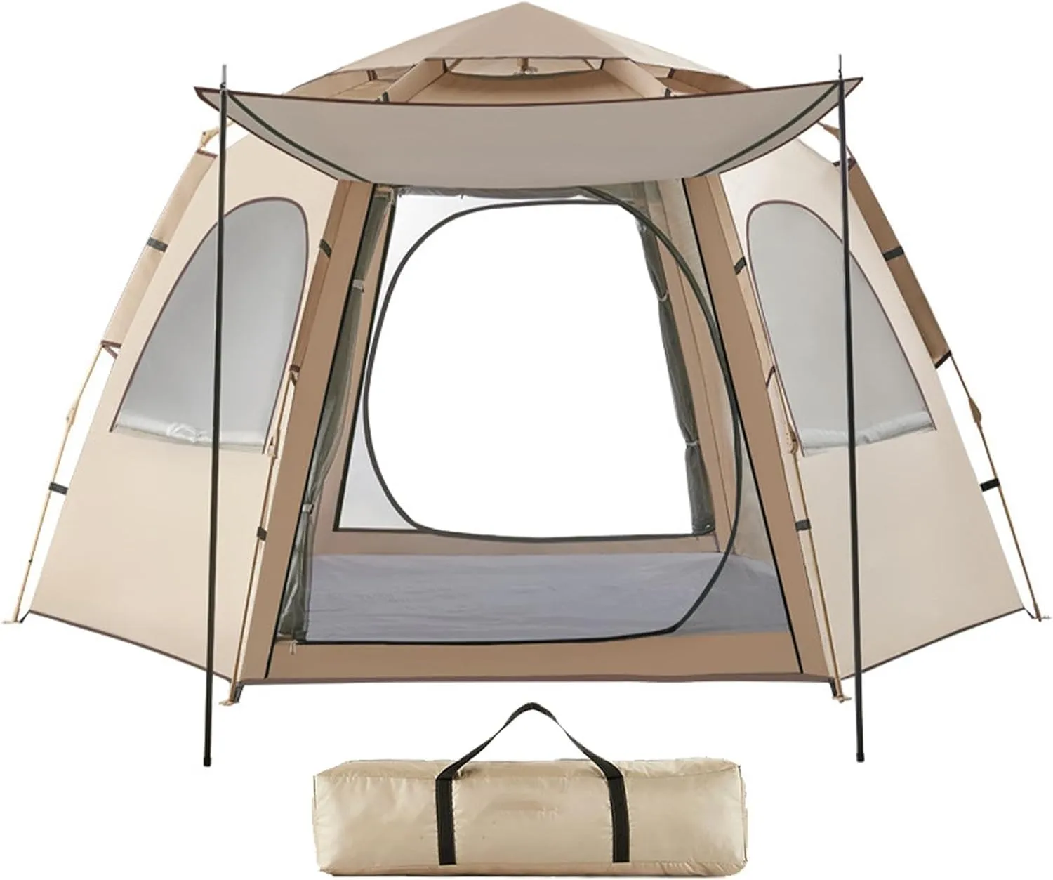 Instant Pop Up Tents for Camping, Portable Weather Resistant Camping Hub Tent, Automatic Dome Tent with 2 Door 3 Mesh, Family Tent for Hiking Backpacking Camping Tent