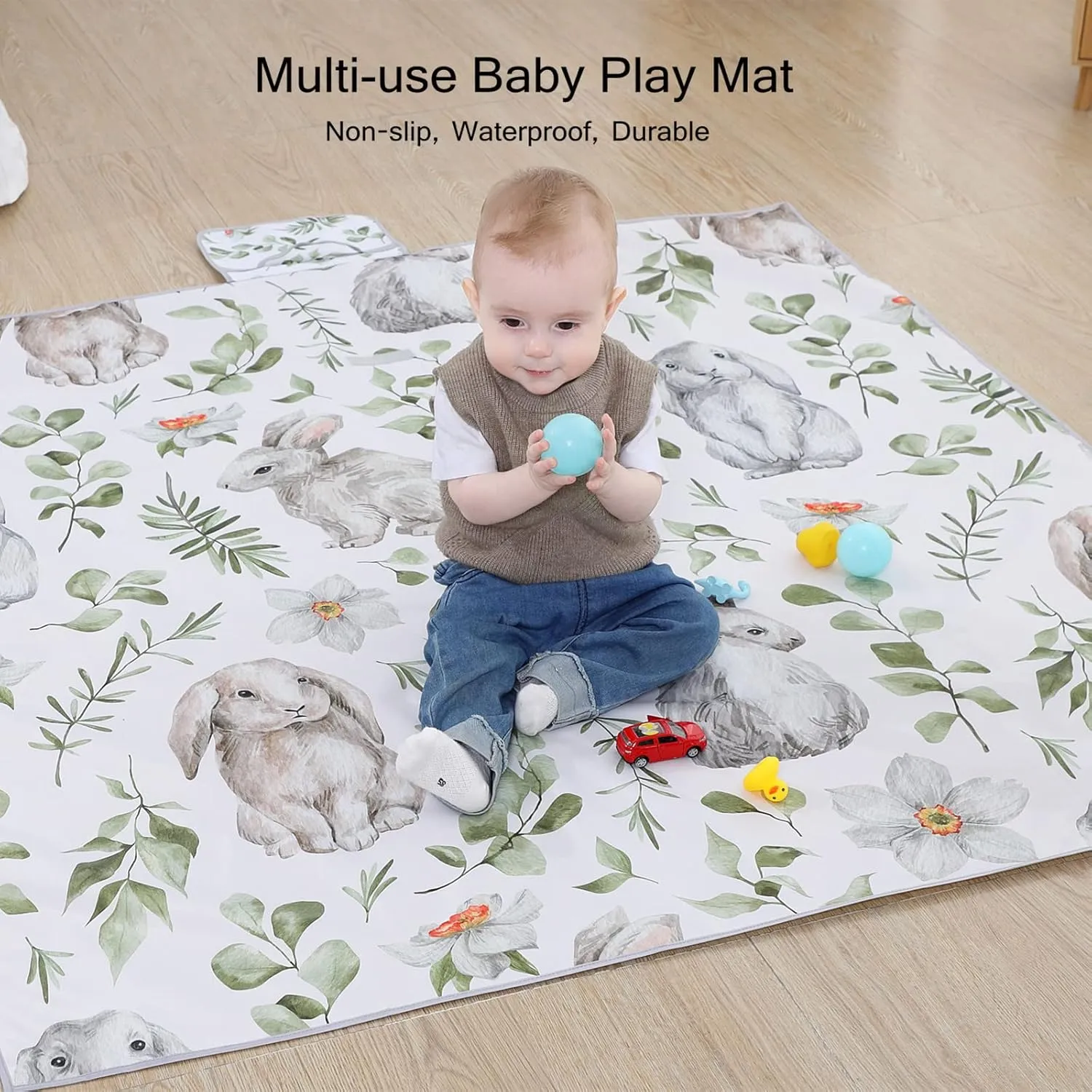 Insular Baby Splat Mat for Under High Chair/Arts/Crafts, Anti Slip and Waterproof Splash Mat for Floor, Portable Picnic Mat, 51x51 Inch, Forest Deer