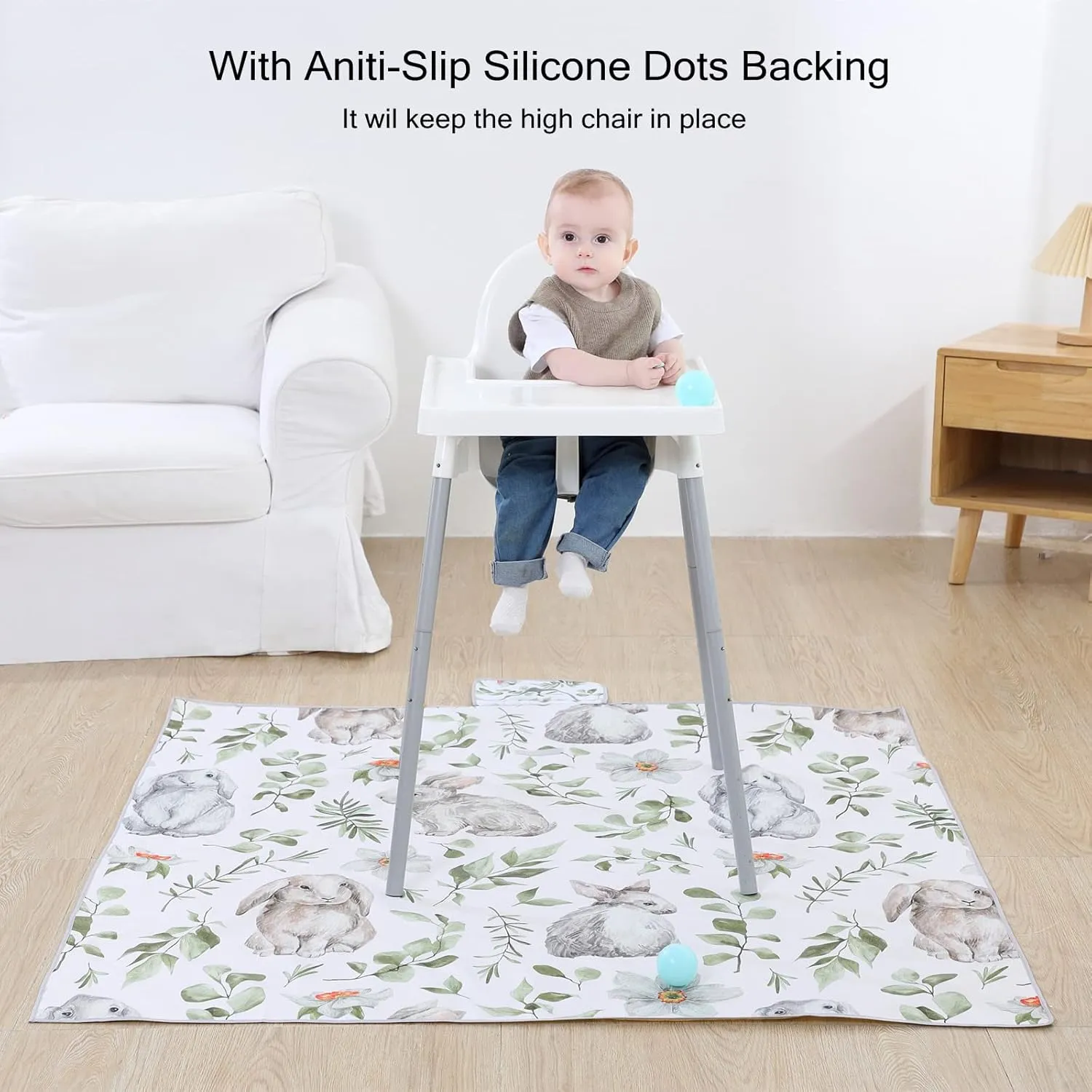 Insular Baby Splat Mat for Under High Chair/Arts/Crafts, Anti Slip and Waterproof Splash Mat for Floor, Portable Picnic Mat, 51x51 Inch, Forest Deer